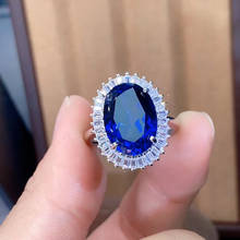 Anel 925 de prata esterlina com flor azul natural, joias finas artesanais, anéis para dedos 2024 - compre barato