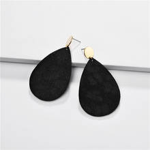 ZWPON Fashion Fall Animal Print Earrings Women Gold Disc Leather Teardrop Earrings Jewelry Wholesale 2024 - buy cheap