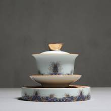 Enamel Painted Celadon Ceramic Cover Bowl Teacup Sancai Gaiwan Cup Tea Bowl Kung Fu Red Tea Puer Tes Set Tea Cups for Home 2024 - buy cheap