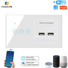 Smart Switch WiFi Tuya Interruptor Voice Control Alexa Switch 2 USB Chargers Port 1 2 3 Gang 10A Wall Touch Switch Google Home 2024 - buy cheap