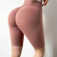 Pantalones cortos deportivos de cintura alta para mujer, Shorts de Fitness con realce, lisos, a la moda, para gimnasio 2024 - compra barato
