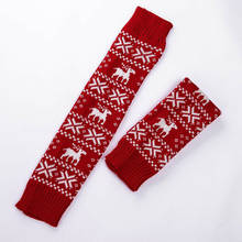 Christmas Women Leg Warmer Knitted Thigh High Stockings Over The Knee Long Stocking Gray Red 2024 - buy cheap