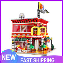 1729pcs City Street View 4 In 1 LED Hamburger Restaurant Architecture House Car Truck Model Building Blocks Toys For Kid 2024 - buy cheap