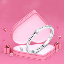 Eleshe presente de natal 925 anel de prata esterlina simples redondo zircônia cúbica cristal anéis de dedo para o casamento feminino jóias de luxo 2024 - compre barato