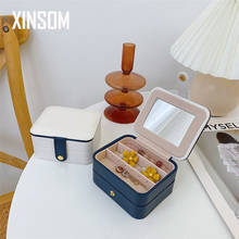 XINSOM Portable Mini Jewelry Box Casket Double Layers High Capacity Jewelry Storage Box With Mirror Small Travel Case Girls Gift 2024 - buy cheap