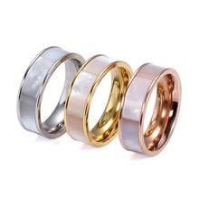 Fashion 316L Stainless Steel jewelry Ring Natural Shell Wedding Rings for Women 2024 - buy cheap