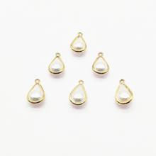 Colgante de gota de perlas de imitación de oro auténtico Chapado en cobre, piezas de joyería y componentes, 15x8mm, 50 Uds. 2024 - compra barato