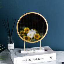 1Pc Fashion Nordic Marble Makeup Mirror Simple Mini Desktop Round Mirror Home Decor 2024 - buy cheap