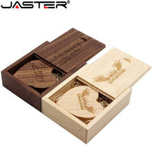 JASTER LOGO customized wooden Heart USB + BOX USB Flash Drive Pendrive 64GB 32GB 16GB 8GB U Disk photography wedding gifts 2024 - buy cheap