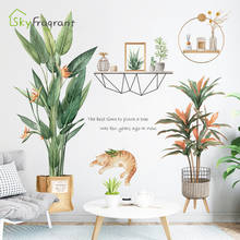 Literary Fresh Green Leaves Home Decoration Sticker Living Room Bedroom Kids Room Decor Background Wall Stickers Self Adhesive 2024 - buy cheap