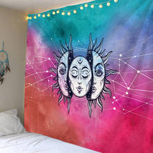 Tapiz colgante de pared de India, alfombra psicodélica de Mandala, brujería, sol y luna, tarot 2024 - compra barato
