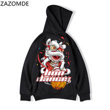 ZAZOMDE-Sudadera con diseño de León para hombre, ropa de calle masculina de gran tamaño, estilo Harajuku, Hip Hop, Invierno 2024 - compra barato