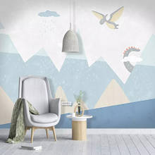 Papel de parede 3d personalizado milofi, mural nórdico pintado à mão, dinossauro, mundo, plano de fundo para parede de crianças 2024 - compre barato