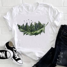 Women Forest Feather Bird Short Sleeve Printing Spring Fashion Lady Clothes Print Tshirt Female Tee Top Ladies Graphic T-shirt 2024 - buy cheap