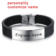 Pulsera de silicona de acero inoxidable para hombre, brazalete de la amistad con logotipo personalizado Punk, marca de lujo, envío directo, 2019 2024 - compra barato