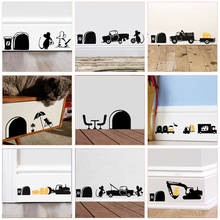 Funny Mouse Hole Wall Stickers Kitchen Bedroom Baseboard Home Decoration 3D Vinyl Wall Decals DIY Cartoon Rat Animal Mural Art 2024 - buy cheap