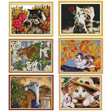 Набор для вышивки крестиком Joy Sunday, набор для рукоделия «сделай сам» с рисунком кошки 14ct и 11ct 2024 - купить недорого