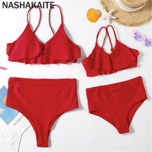 NASHAKAITE-bañador para madre e hija, traje de baño de dos piezas con volantes rojos, traje de baño familiar a juego, Bikini Sexy para mujer 2021 2024 - compra barato