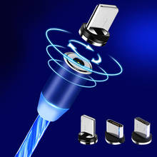 Cable de carga magnética Led para teléfono móvil, Cable USB tipo C, flujo luminoso, Cable de datos para Samsung, Huawei, microcable LED 2024 - compra barato