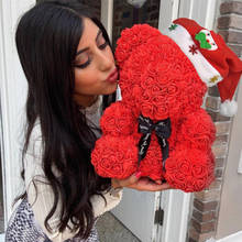 Dropshipping Christmas Decor Artificial PE Rose Teddy Bear Heart Bear of Roses Valentine's Day Wedding Love Gifts for Girl Women 2024 - buy cheap