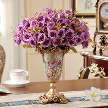 Vaso de resina retrô europeu, decoração para casa, sala de estar, simulação de flores, arranjo de flores, artesanato, acessórios de mesa de café 2024 - compre barato