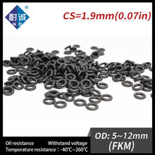 5PC/lot Rubber Ring Black FKM O ring Seals Thickness 1.9mm OD5/6/7/8/9/10/11/12mm Rubber O-Rings Fuel Washer 2024 - buy cheap