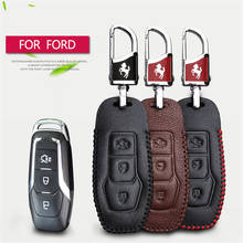 Leather Car Key Case Covaer For Ford Mondeo Mk3 Mk4  Max 3 Focus 3 2 Mk2 Fiesta Kuga Fusion Mk7 Escort Buttons Key Accessories 2024 - buy cheap