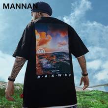 2021 Hip hop Tees cotton T shirt Hip Hop Easy Tshirt Short Sleeve Sea Landscape Sunset Print T-Shirt Fashion Tee Shirt Fila 2024 - buy cheap