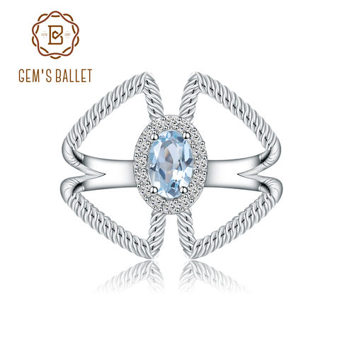 Женское кольцо с овальным голубым топазом 925 карата 2022 - купить недорого