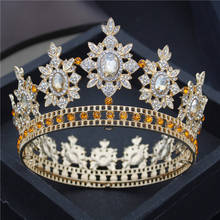 Corona de boda barroca, Reina real, cristal, círculo de Metal, tiara de novia, joyería para el cabello, adornos para cabeza de fiesta de desfile, diadema de princesa 2024 - compra barato