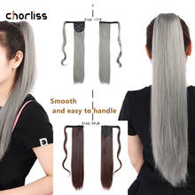 Chorliss Long Straight Synthetic Ponytail Hairpieces Wrap on Clip Hair Extensions Ombre Brown Velcro Pony Tail Blonde Fake Hair 2024 - buy cheap