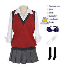 Midari Ikishima Cosplay Costume Anime Kakegurui School Girl Uniform Shirt Sweater Vest Skirt Set Eyepatch Hairband Party Outfit 2024 - buy cheap