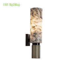 Chinese Style Foyer Wall Lamp Marble Golden Cylinder Metal Bedroom Wall light Fixtures 90-260V Surface Mount Sconce Wall Deco 2024 - buy cheap