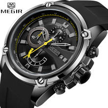 Megir relógio masculino luxuoso com cronógrafo, à prova d'água esportivo automático de silicone com data 2024 - compre barato