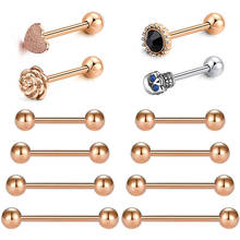 Anel de língua de aço cirúrgico, piercing reto de 14g para mulheres e homens, 12mm, 14mm, 16mm, 18mm 2024 - compre barato