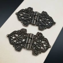 Vintage Openwork Flower Hinge antique bronze Furniture support Cabinet Door Butt mini Hardware for wine gift jewelry wooden box 2024 - buy cheap