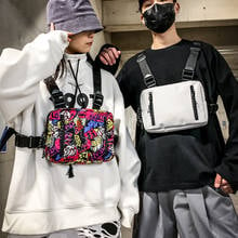 Новинка, Мужская нагрудная сумка в стиле хип-хоп с граффити, модная двухсторонняя прямоугольная женская уличная сумка с принтом граффити 2024 - купить недорого