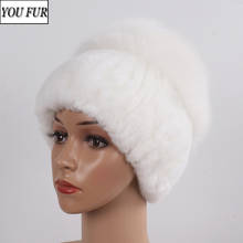 2022 New Lady Winter Real Rex Rabbit Fur Hats Women Warm Knitted 100% Genuine Rex Rabbit Fur Hat Top Quality Natural Fox Fur Cap 2024 - buy cheap