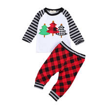Conjuntos de ropa de Navidad para niños y niñas, Tops y pantalones de manga larga con Árbol de Navidad, 2 uds. 2024 - compra barato