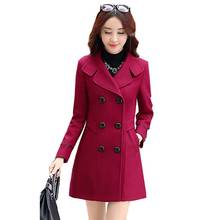 Women Coat Autumn Winter Fashion Women Woolen Coat 2022 New Casual Medium long Solid color Long-sleeved Women Woolen Coat 2024 - buy cheap