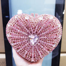 Newest Designer Heart Shape Silver Evening Bags Party Purse Green Crystal Clutch Bags personalized Women Handbags 2024 - buy cheap