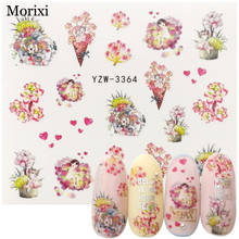 Morixi water decals 3D manicure decoration flower plant butterfly owl birds printing ultra thin slider nail art sticker FW078 2024 - buy cheap