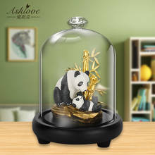 Panda Figurines Decor Cute Panda Statue Animal Accessories Handicraft Gold Foil Ornament Desktop Statues Home Decoration Gifts 2024 - buy cheap