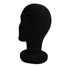 Foam Flocking Male Mannequin Head Model Hat Wig Display Stand Rack Black 2024 - buy cheap