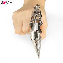 Jovivi-Anillo de nudillos para hombre, armaduras plateadas, de dedo completo, doble bucle, armadura, anillo de estilo Punk, joyería gótica fresca 2024 - compra barato
