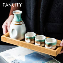 FANCITY-Juego de vino de cerámica Retro, olla de copa de vino blanco, juego de sake japonés pintado a mano, copa de vino pequeña en restaurante restauran 2024 - compra barato