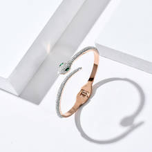 316 Stainless Steel Rose Gold Czech women's bracelets Crystal Snake Bangle  Cuff Bracelet Fashion charm Woman's accessories 2024 - купить недорого