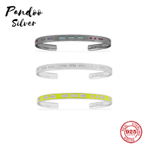 Pandoo-pulsera de plata de ley copia 1:1, brazalete de amante, joyería gris oscura, Punk, joyería de muñeca, brazalete abierto amarillo 2024 - compra barato