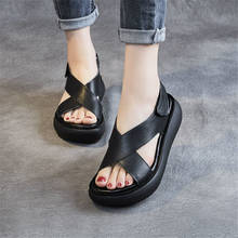 2022 New Women's Summer Open Toe Wedges Sandals High Heel Platform Rome Sandals Female Beach Shoes Black Brown White Plus 34-40 2024 - buy cheap