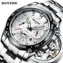 BOYZHE Men Automatic Mechanical Watch Sport Black Luminous Luxury Brand   Stainless Steel Gold es Relogio Masculino 2024 - buy cheap